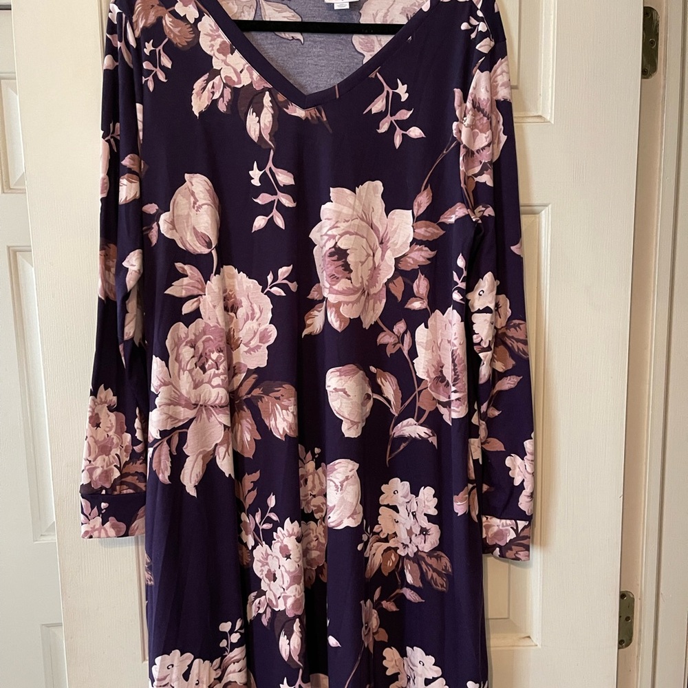 Lularoe dress purple with white/pink flowers